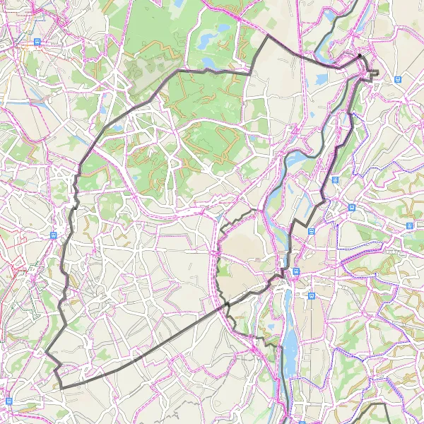 Map miniature of "The Countryside Adventure" cycling inspiration in Limburg (NL), Netherlands. Generated by Tarmacs.app cycling route planner