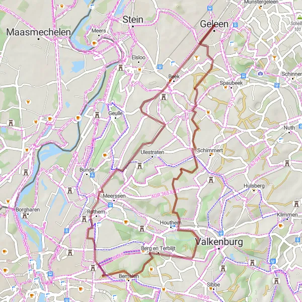 Map miniature of "Sint Gerlach Gravel Route" cycling inspiration in Limburg (NL), Netherlands. Generated by Tarmacs.app cycling route planner