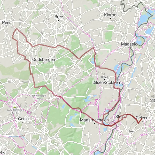 Map miniature of "Gravel Adventure: Landscapes and Natural Wonders" cycling inspiration in Limburg (NL), Netherlands. Generated by Tarmacs.app cycling route planner