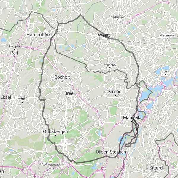 Map miniature of "Illikhoven Loop" cycling inspiration in Limburg (NL), Netherlands. Generated by Tarmacs.app cycling route planner