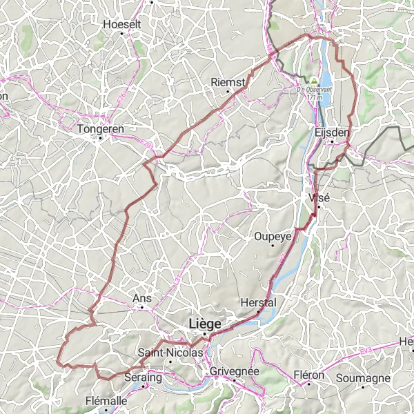 Map miniature of "Exploring the Rural Landscapes" cycling inspiration in Limburg (NL), Netherlands. Generated by Tarmacs.app cycling route planner