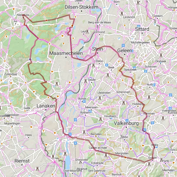 Map miniature of "Gulpen Gravel Adventure" cycling inspiration in Limburg (NL), Netherlands. Generated by Tarmacs.app cycling route planner