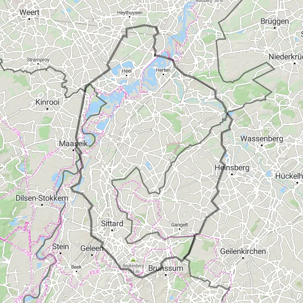 Map miniature of "Scenic Route through Limburg" cycling inspiration in Limburg (NL), Netherlands. Generated by Tarmacs.app cycling route planner