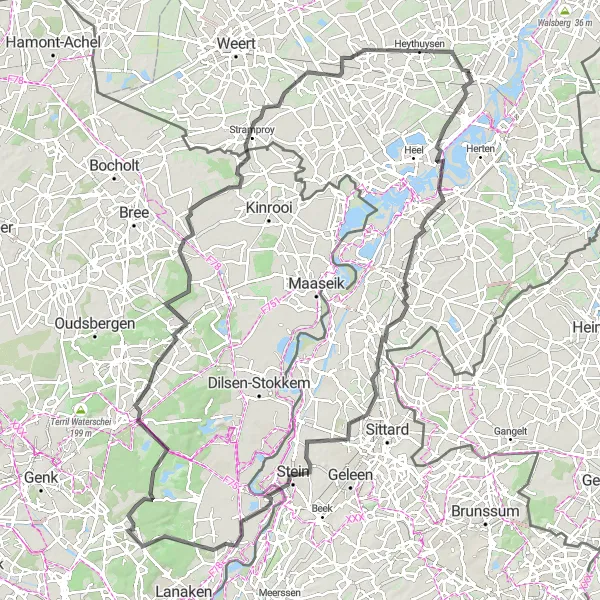 Miniatuurkaart van de fietsinspiratie "Historisch Nieuwstadt - Opitter Fietsavontuur" in Limburg (NL), Netherlands. Gemaakt door de Tarmacs.app fietsrouteplanner