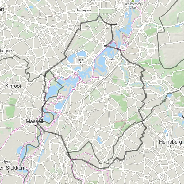 Map miniature of "Roermond and Beyond" cycling inspiration in Limburg (NL), Netherlands. Generated by Tarmacs.app cycling route planner