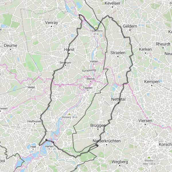 Miniatuurkaart van de fietsinspiratie "Landelijke fietsroute door Limburg" in Limburg (NL), Netherlands. Gemaakt door de Tarmacs.app fietsrouteplanner