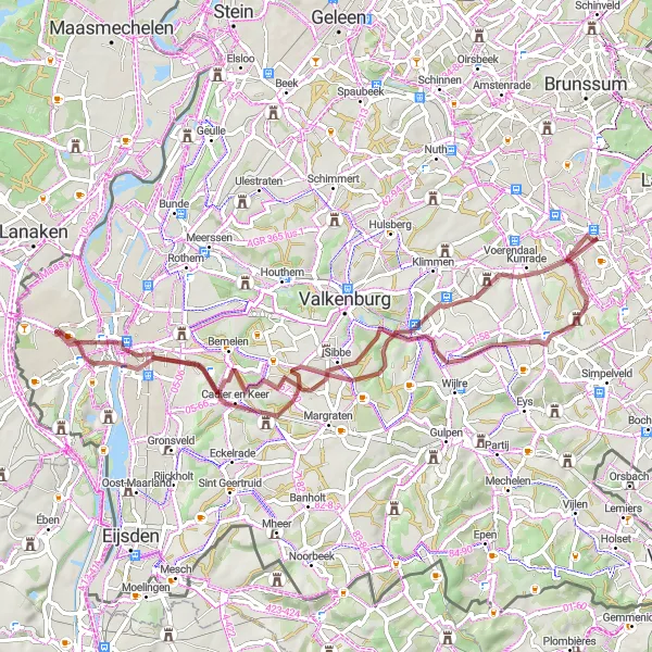 Map miniature of "The Maastricht Gravel Loop" cycling inspiration in Limburg (NL), Netherlands. Generated by Tarmacs.app cycling route planner