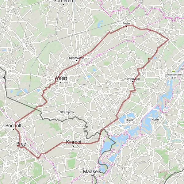 Miniatuurkaart van de fietsinspiratie "Ontdek de gravelroutes van Limburg" in Limburg (NL), Netherlands. Gemaakt door de Tarmacs.app fietsrouteplanner