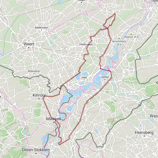 Miniatuurkaart van de fietsinspiratie "Fietsen door Midden-Limburg" in Limburg (NL), Netherlands. Gemaakt door de Tarmacs.app fietsrouteplanner