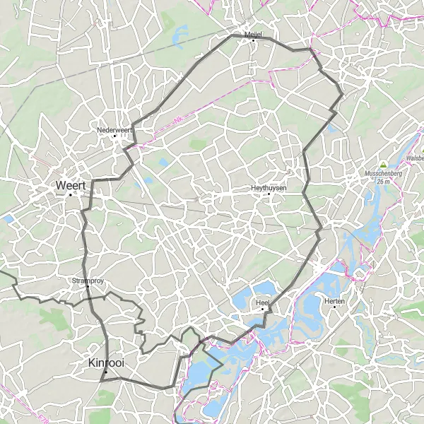 Miniatuurkaart van de fietsinspiratie "Fietsroute langs Helden en omgeving" in Limburg (NL), Netherlands. Gemaakt door de Tarmacs.app fietsrouteplanner