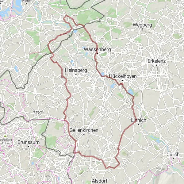 Map miniature of "Herkenbosch - Scheifendahl Gravel Epic" cycling inspiration in Limburg (NL), Netherlands. Generated by Tarmacs.app cycling route planner