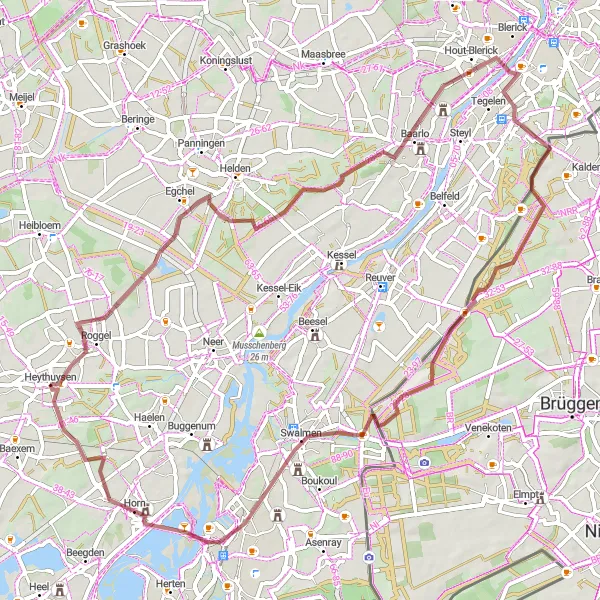 Map miniature of "Gravel Castle Loop" cycling inspiration in Limburg (NL), Netherlands. Generated by Tarmacs.app cycling route planner