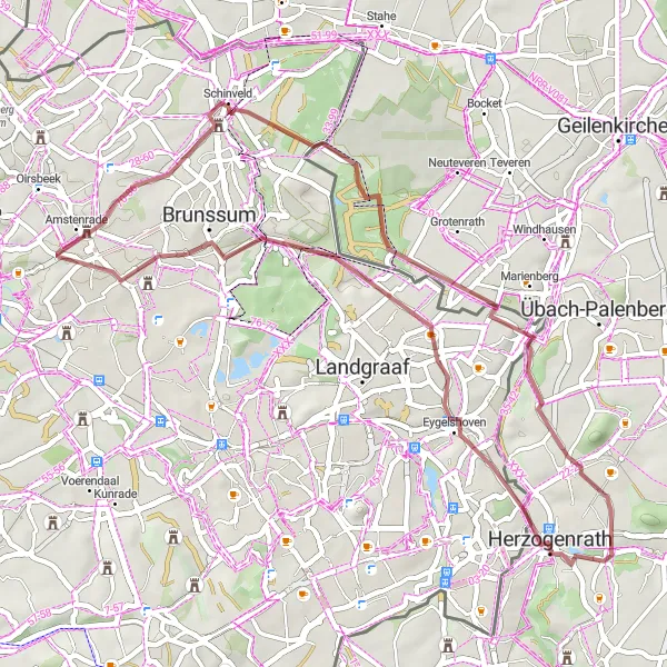 Miniatuurkaart van de fietsinspiratie "Verkenningstocht langs Eygelshoven en Kasteel Amstenrade" in Limburg (NL), Netherlands. Gemaakt door de Tarmacs.app fietsrouteplanner