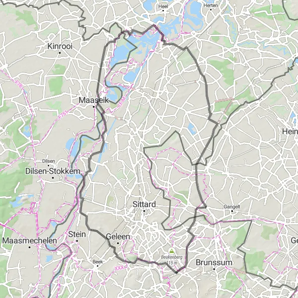 Map miniature of "Scenic Road Cycling Route" cycling inspiration in Limburg (NL), Netherlands. Generated by Tarmacs.app cycling route planner