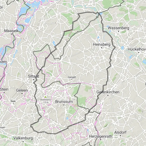 Map miniature of "The Köllenberg Adventure" cycling inspiration in Limburg (NL), Netherlands. Generated by Tarmacs.app cycling route planner
