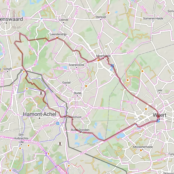 Miniatuurkaart van de fietsinspiratie "De Bosroute" in Limburg (NL), Netherlands. Gemaakt door de Tarmacs.app fietsrouteplanner