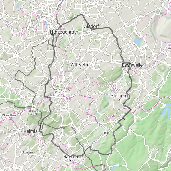 Miniatuurkaart van de fietsinspiratie "Ronde van Kerkrade en omgeving" in Limburg (NL), Netherlands. Gemaakt door de Tarmacs.app fietsrouteplanner