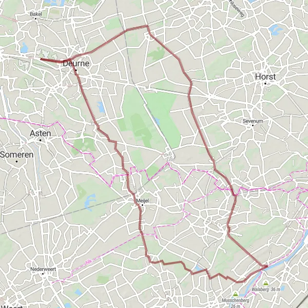 Map miniature of "Gravel Escape" cycling inspiration in Limburg (NL), Netherlands. Generated by Tarmacs.app cycling route planner