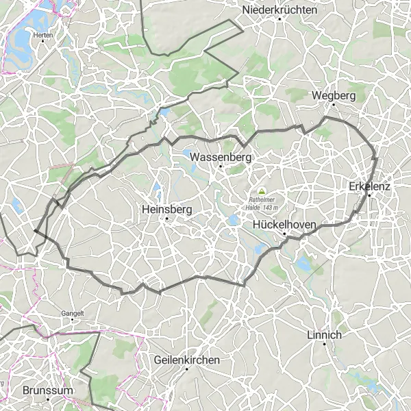 Map miniature of "Exploring Echterbosch and Beyond" cycling inspiration in Limburg (NL), Netherlands. Generated by Tarmacs.app cycling route planner