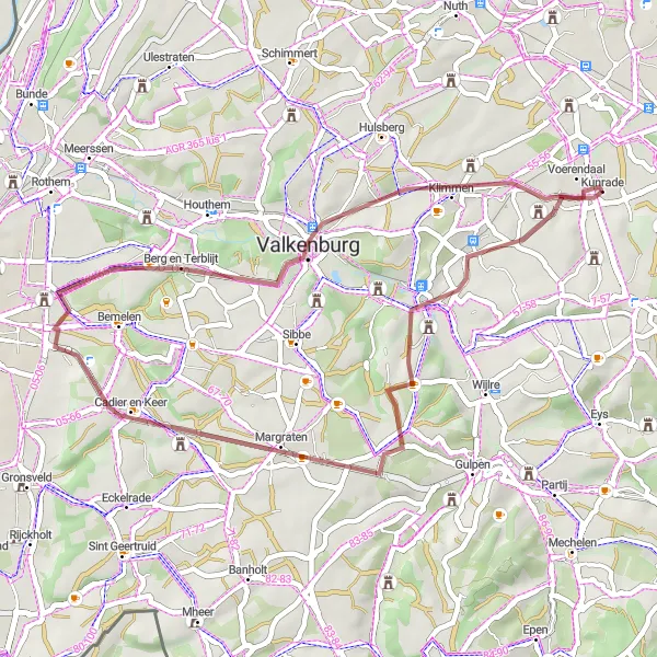 Miniatuurkaart van de fietsinspiratie "Verkenning van Vilt en Barrier per gravelbike" in Limburg (NL), Netherlands. Gemaakt door de Tarmacs.app fietsrouteplanner