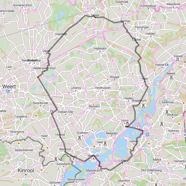 Miniatuurkaart van de fietsinspiratie "Historische route langs Buggenum en Ittervoort" in Limburg (NL), Netherlands. Gemaakt door de Tarmacs.app fietsrouteplanner