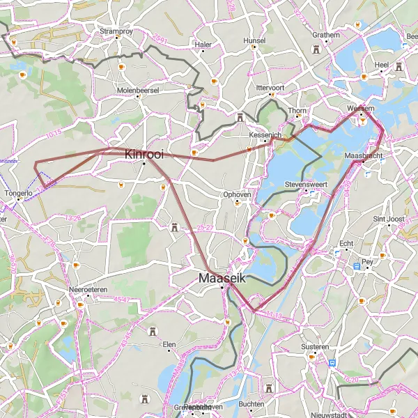 Map miniature of "Gravel Route 3" cycling inspiration in Limburg (NL), Netherlands. Generated by Tarmacs.app cycling route planner