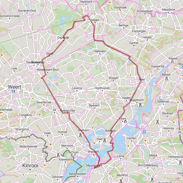 Miniatuurkaart van de fietsinspiratie "Gravelroute door Limburgse dorpen" in Limburg (NL), Netherlands. Gemaakt door de Tarmacs.app fietsrouteplanner