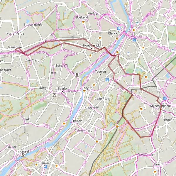 Map miniature of "Maasbree Gravel Loop" cycling inspiration in Limburg (NL), Netherlands. Generated by Tarmacs.app cycling route planner