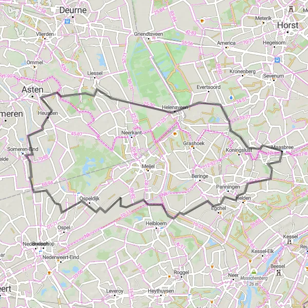 Map miniature of "Scenic Ride through Limburg" cycling inspiration in Limburg (NL), Netherlands. Generated by Tarmacs.app cycling route planner