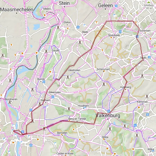 Map miniature of "Maastricht and Surrounding Villages" cycling inspiration in Limburg (NL), Netherlands. Generated by Tarmacs.app cycling route planner