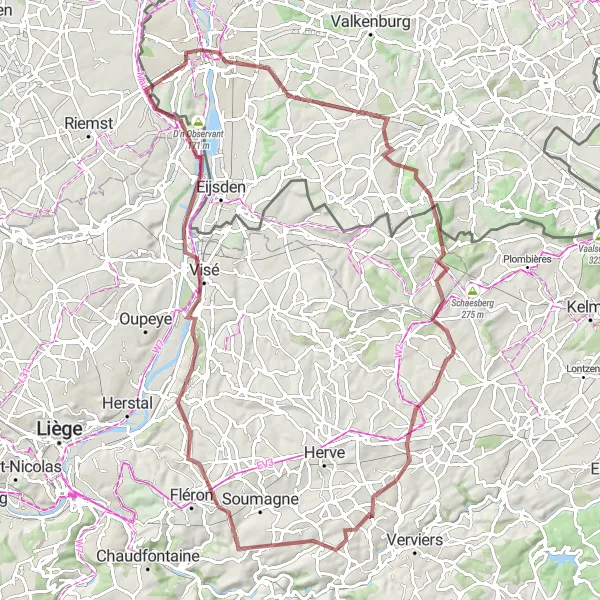 Miniatuurkaart van de fietsinspiratie "Gravelroute Margraten - Cannerberg" in Limburg (NL), Netherlands. Gemaakt door de Tarmacs.app fietsrouteplanner