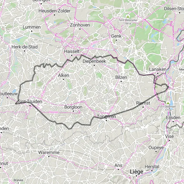 Map miniature of "Historical Tour through Limburg and Belgium" cycling inspiration in Limburg (NL), Netherlands. Generated by Tarmacs.app cycling route planner