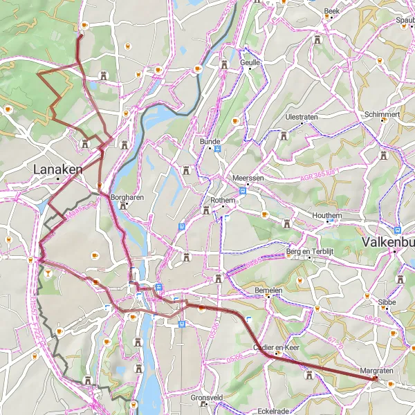 Map miniature of "Maastricht Adventure" cycling inspiration in Limburg (NL), Netherlands. Generated by Tarmacs.app cycling route planner
