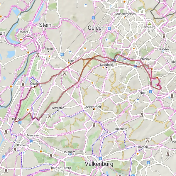 Miniatuurkaart van de fietsinspiratie "Gravelroute Bunde en Penderjansknub" in Limburg (NL), Netherlands. Gemaakt door de Tarmacs.app fietsrouteplanner