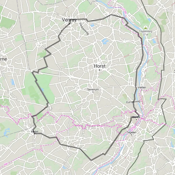 Miniatuurkaart van de fietsinspiratie "Ontdekkingstocht Griendtsveen - Meijel" in Limburg (NL), Netherlands. Gemaakt door de Tarmacs.app fietsrouteplanner