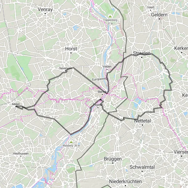 Map miniature of "The Ultimate Cycling Challenge" cycling inspiration in Limburg (NL), Netherlands. Generated by Tarmacs.app cycling route planner