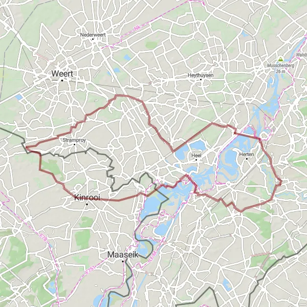 Miniatuurkaart van de fietsinspiratie "Historisch Limburg" in Limburg (NL), Netherlands. Gemaakt door de Tarmacs.app fietsrouteplanner