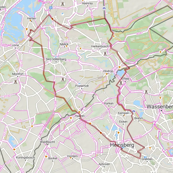 Miniatuurkaart van de fietsinspiratie "Graveltocht Kasteel Daelenbroeck - Aan de Rijksweg" in Limburg (NL), Netherlands. Gemaakt door de Tarmacs.app fietsrouteplanner