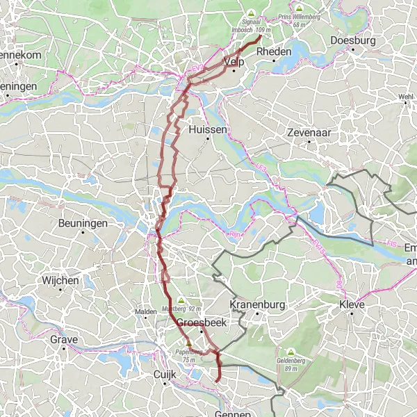 Map miniature of "Challenging Gravel Adventure in Limburg" cycling inspiration in Limburg (NL), Netherlands. Generated by Tarmacs.app cycling route planner