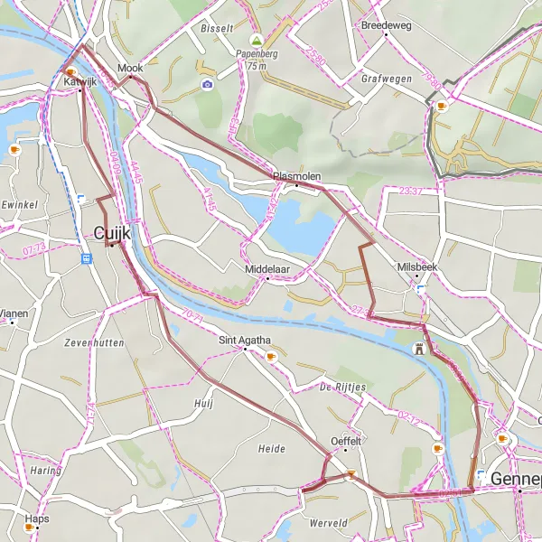 Miniatuurkaart van de fietsinspiratie "Korte Gravelroute naar Sint-Jansberg" in Limburg (NL), Netherlands. Gemaakt door de Tarmacs.app fietsrouteplanner