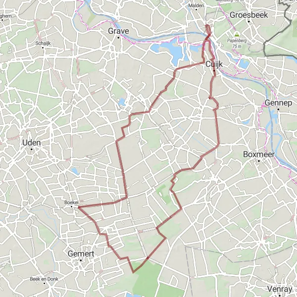 Map miniature of "Scenic Gravel Adventure" cycling inspiration in Limburg (NL), Netherlands. Generated by Tarmacs.app cycling route planner