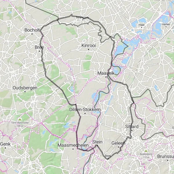 Map miniature of "Around Geleen Byte II Extra Epicness Edition" cycling inspiration in Limburg (NL), Netherlands. Generated by Tarmacs.app cycling route planner