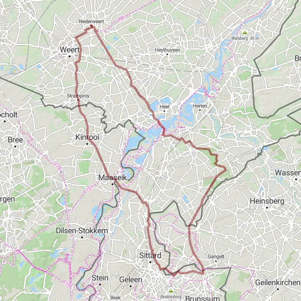 Map miniature of "Panheel Adventure" cycling inspiration in Limburg (NL), Netherlands. Generated by Tarmacs.app cycling route planner