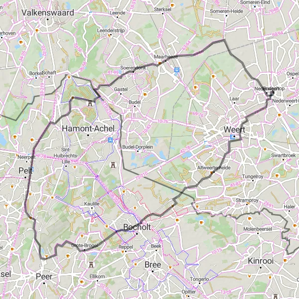 Map miniature of "Grote-Brogel Loop" cycling inspiration in Limburg (NL), Netherlands. Generated by Tarmacs.app cycling route planner