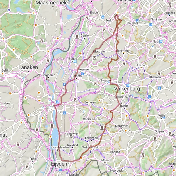 Map miniature of "Exploring Limburg's Gems" cycling inspiration in Limburg (NL), Netherlands. Generated by Tarmacs.app cycling route planner
