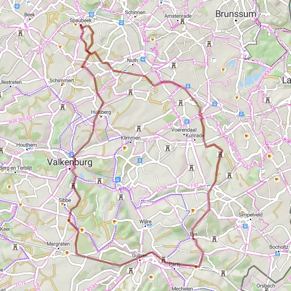 Miniatuurkaart van de fietsinspiratie "Gravelroute rond Gulpen" in Limburg (NL), Netherlands. Gemaakt door de Tarmacs.app fietsrouteplanner