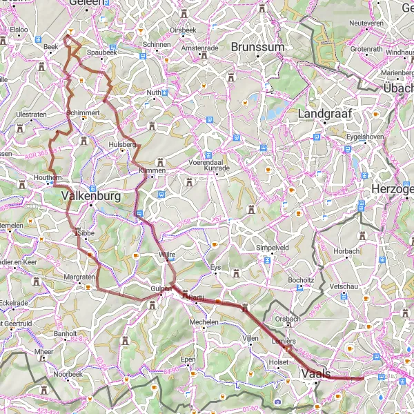 Map miniature of "Glimpses of Gulpen" cycling inspiration in Limburg (NL), Netherlands. Generated by Tarmacs.app cycling route planner