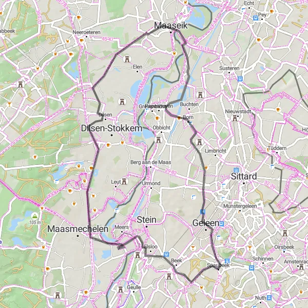 Map miniature of "Spaubeek Discovery" cycling inspiration in Limburg (NL), Netherlands. Generated by Tarmacs.app cycling route planner