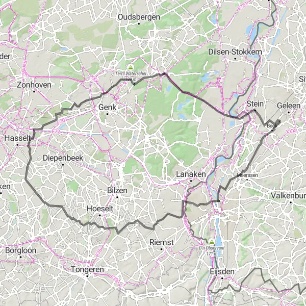 Miniatuurkaart van de fietsinspiratie "Kastelen en Uitzichten rond Neerbeek" in Limburg (NL), Netherlands. Gemaakt door de Tarmacs.app fietsrouteplanner