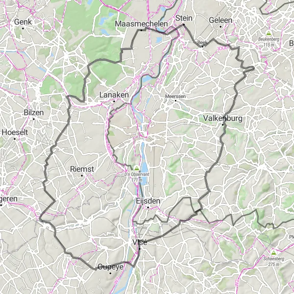Map miniature of "Challenge yourself on the hilly landscapes" cycling inspiration in Limburg (NL), Netherlands. Generated by Tarmacs.app cycling route planner